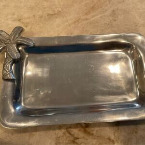 Palm tree silver aluminum serving tray